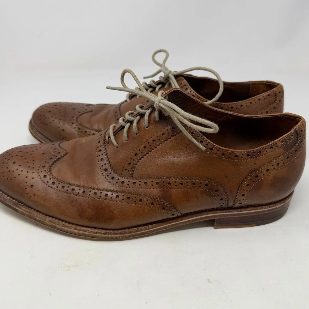 Warfield & Grand Roy Oxford Mens 11 Wingtip Cognac Brogue Leather EUC